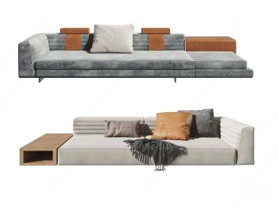 现代多人沙发组合3D模型下载